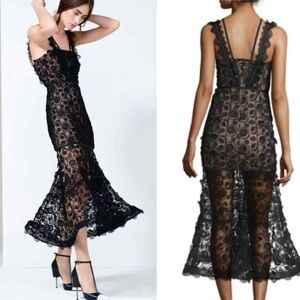 Alexis Lonelle Black and Tan Spaghetti Strap Sheath Dress SZ Medium